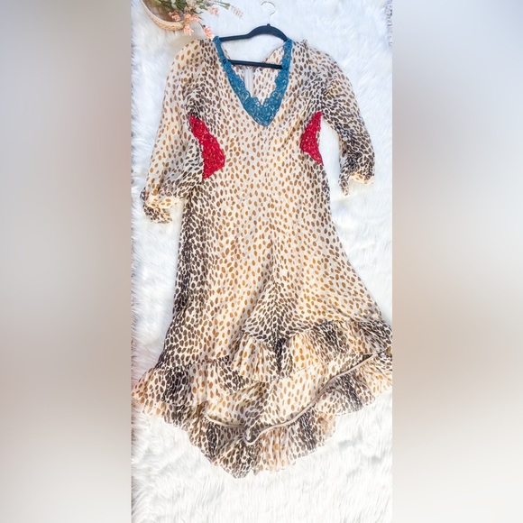 Marco De Vincenzo all silk embroidered Polk dot spots red sheer - Picture 1 of 3